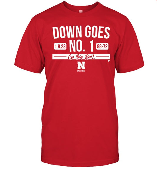 Breakingt Down Goes No. 1 Go Big Red Nebraska Basketball Tee