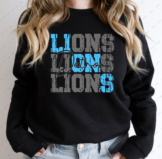 Triple Lions Stack Detroit Football Graphic Tee