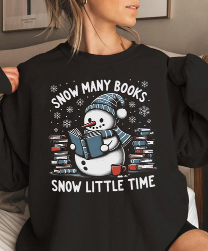 Reading Snowman So Many Books Funny Christmas T-Shirt