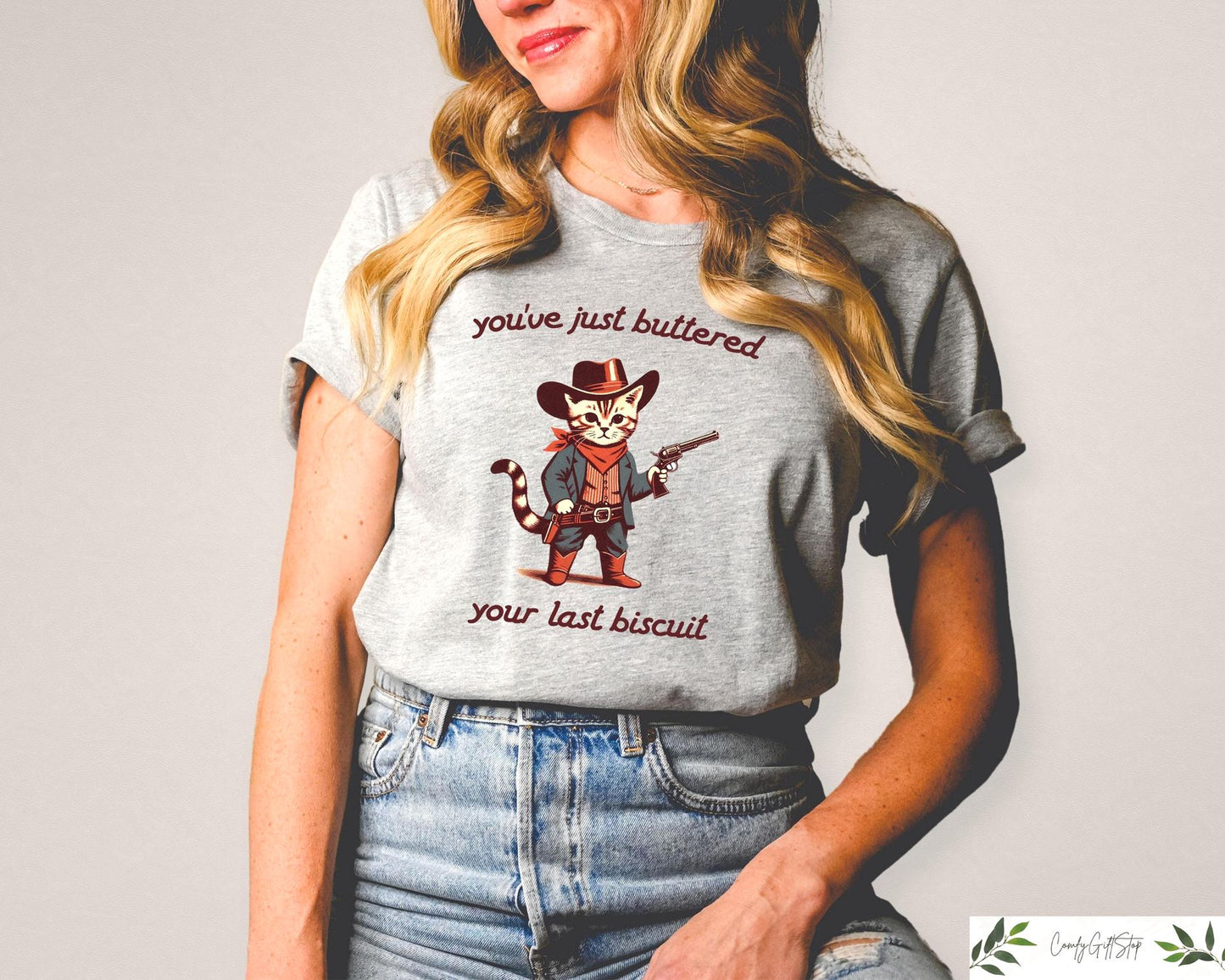 Funny Cowboy Cat Tee - You'Ve Buttered Your Last Biscuit