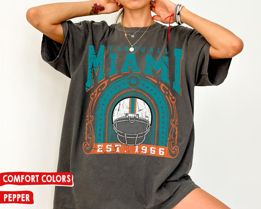 Comfort Colors Miami Football T-Shirt, Vintage Dolphins Fan Gift