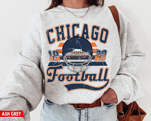 Chicago Football Crewneck Sweatshirt - Vintage Bears Game Day Shirt