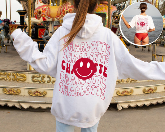 Charlotte Shirt With Smiley Face Hoodie & Emoji Crewneck Sweatshirt Style