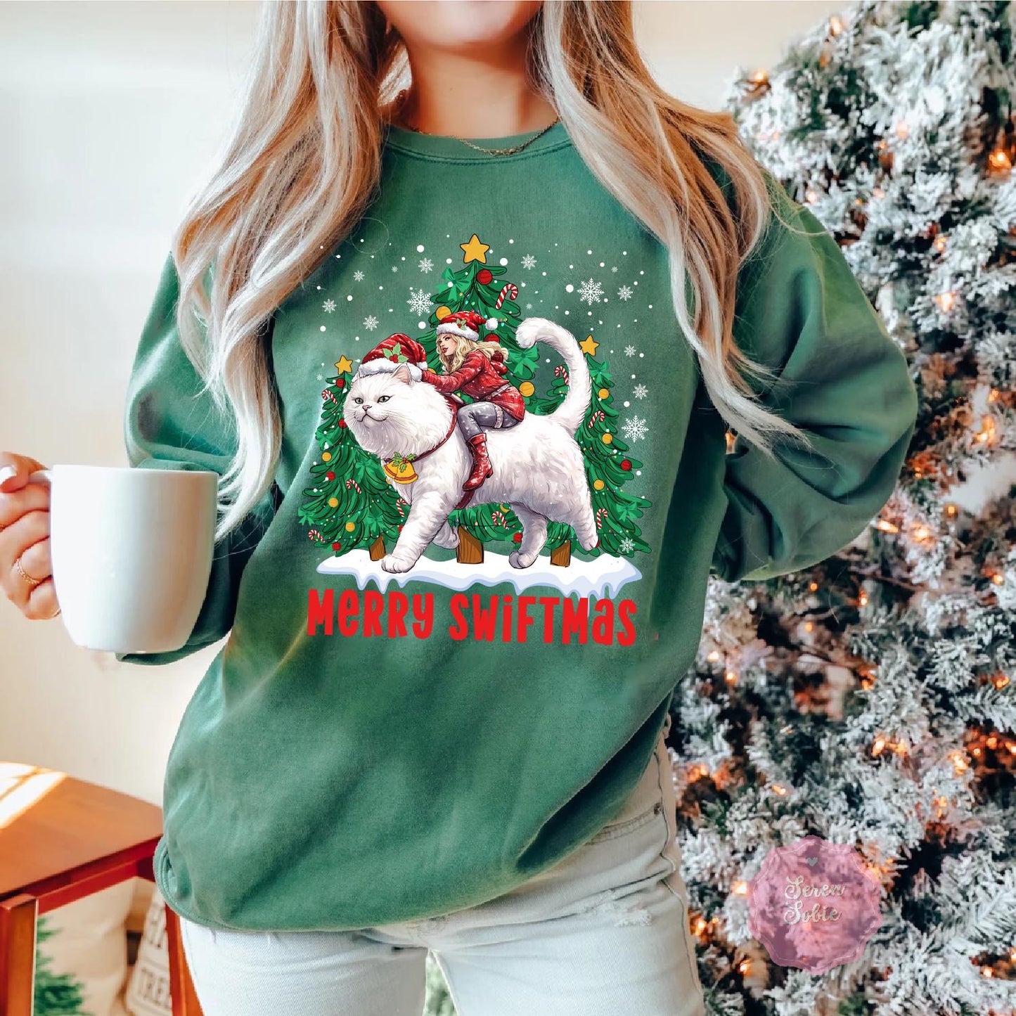 Merry Swiftmas Cat Shirt - Cozy Winter Ts Fan Gift