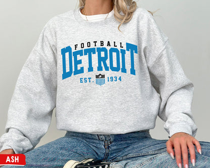 Detroit Football Crewneck Sweatshirt - Lions Game Day Sunday Gift