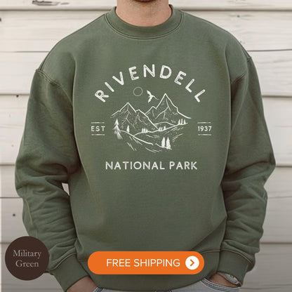 Rivendell Hobbit National Park Sweatshirt - Retro Lotr Style