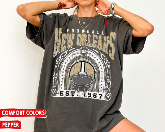 Comfort Colors New Orleans Football T-Shirt, Vintage Saints Fan Gift