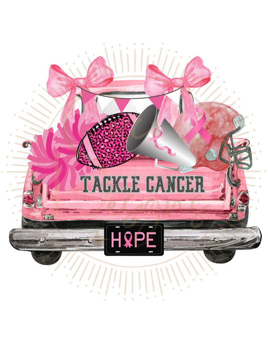 Vintage Truck Pink Leopard Breast Cancer Football Shirt