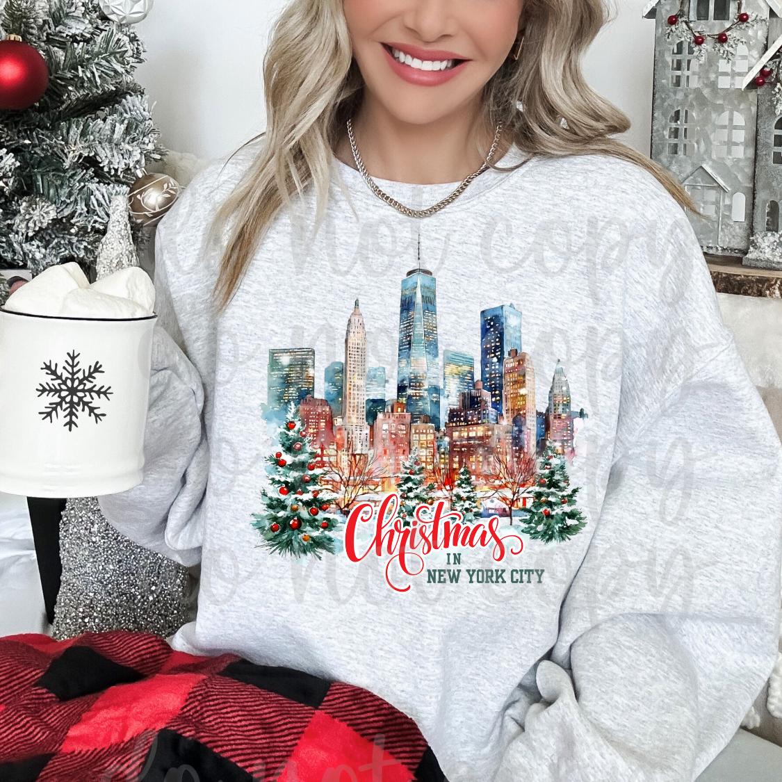 Christmas In Nyc Watercolor Download Sublimation