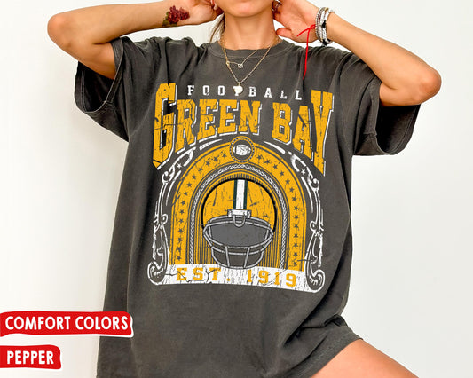 Comfort Colors Green Bay Packers Football T-Shirt, Vintage Fan Gift