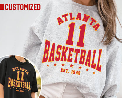 Customized Atlanta Hawks Crewneck Sweatshirt - Vintage Basketball Fan T-Shirt