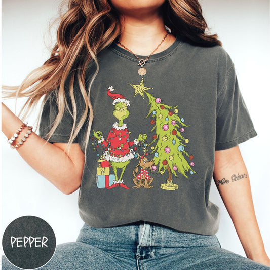 Comfort Colors Whimsical Grinch Christmas Tree Unisex Tee