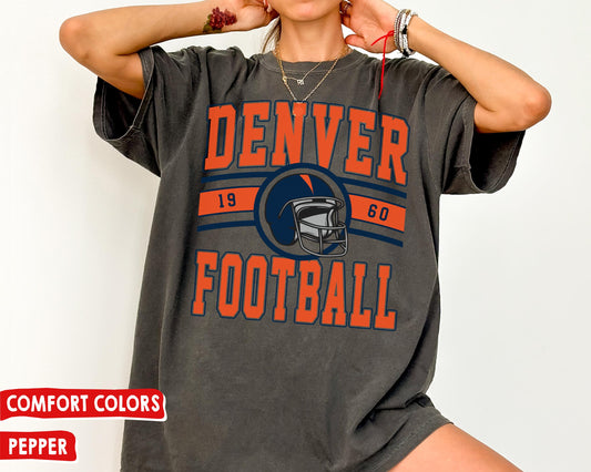 Comfort Colors Vintage Denver Broncos Football T-Shirt, Fan Gift