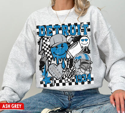 Detroit Football Crewneck Sweatshirt, Retro Lions T-Shirt For Fans