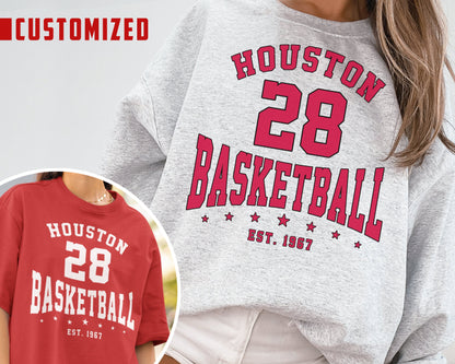 Customized Houston Rockets Sweatshirt T-Shirt, Vintage Basketball Fan 1967