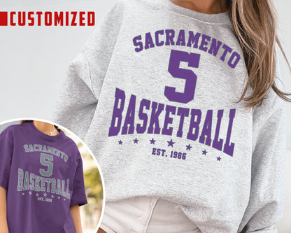 Customized Sacramento Kings Crewneck Sweatshirt - Vintage Basketball Fan