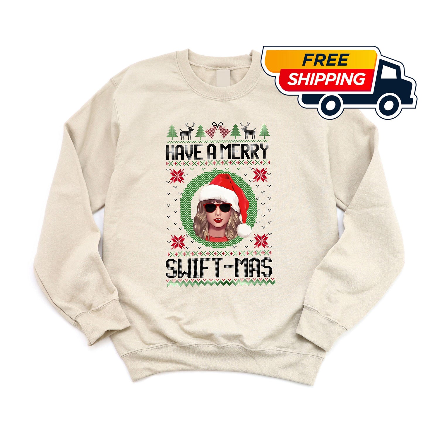 Merry Swiftmas Eras Ugly Christmas Sweatshirt