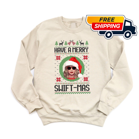 Merry Swiftmas Eras Ugly Christmas Sweatshirt