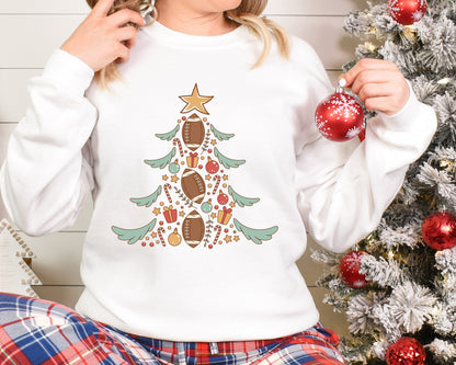 Football Christmas Sweatshirt - Tree Design Sports Shirt