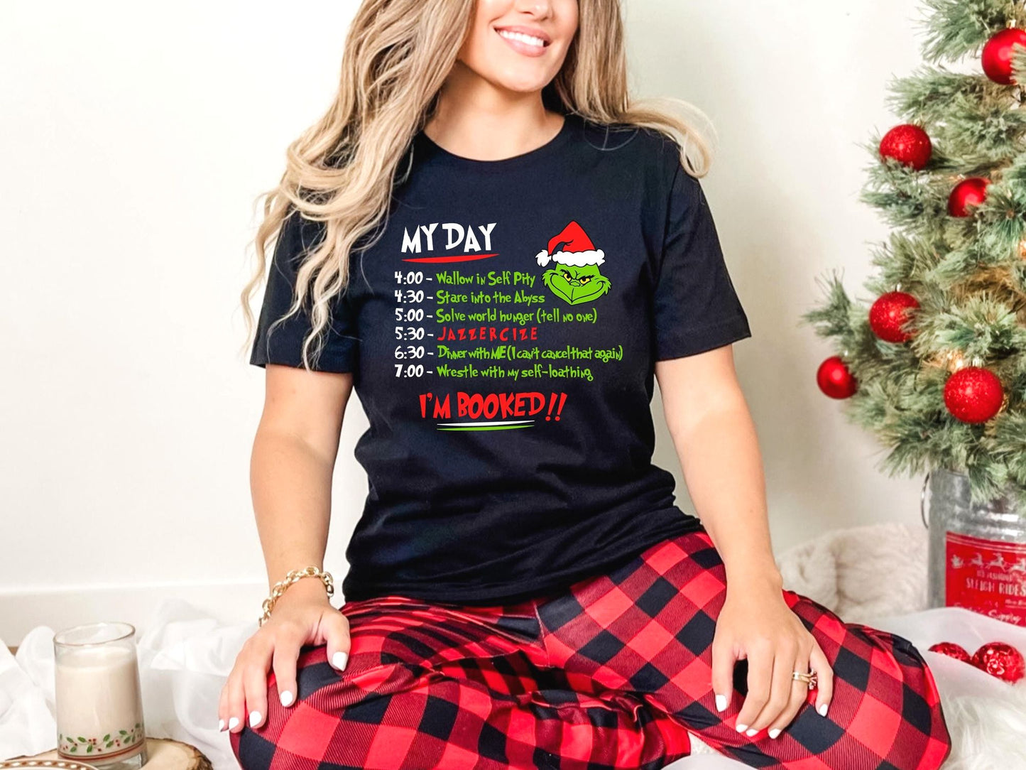 My Day I'M Booked Shirt - Grinchmas Christmas Graphic Tee