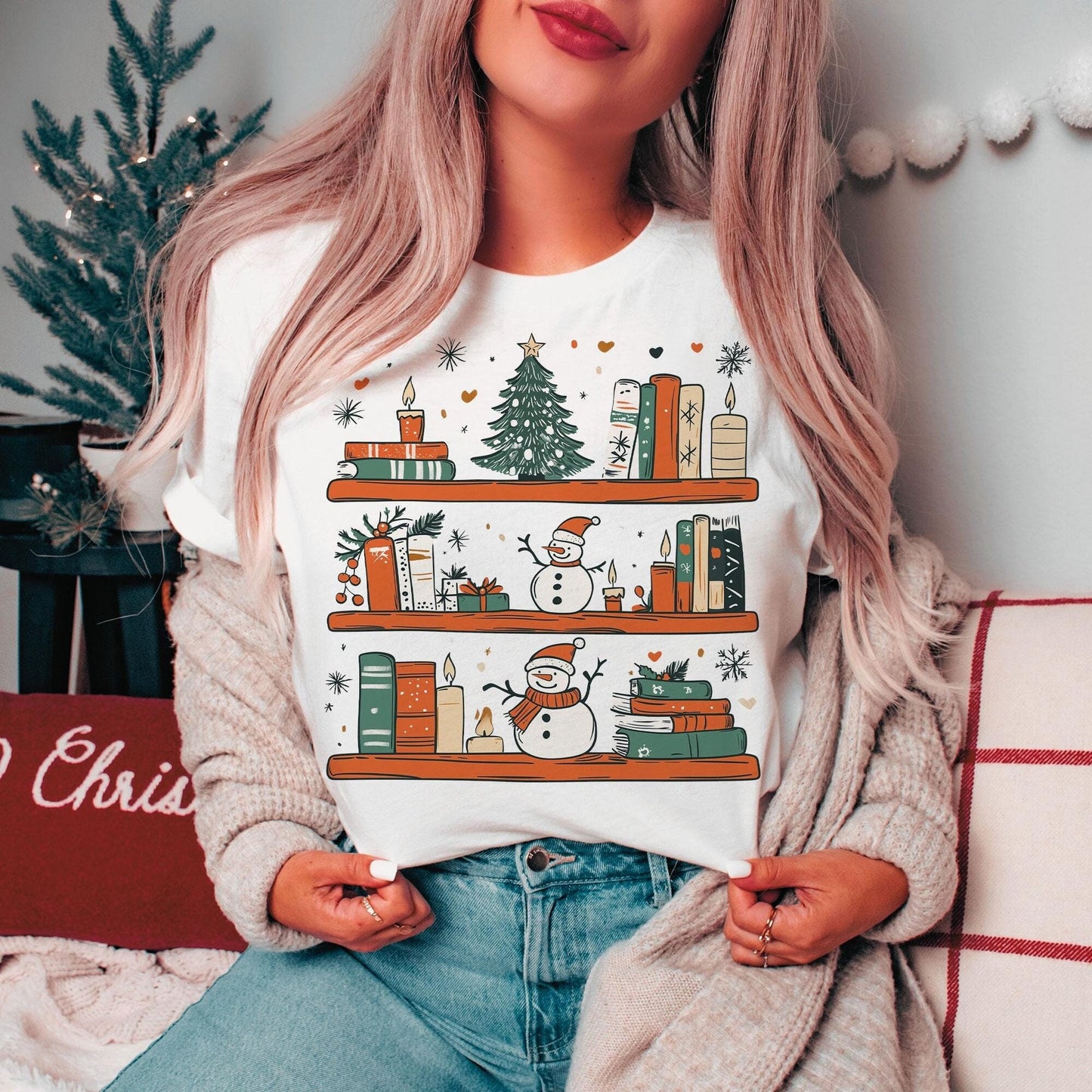 Cozy Christmas Reader T-Shirt Sublimation Design Download