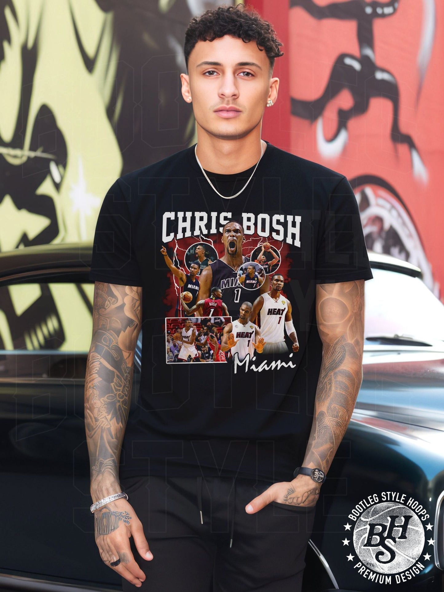 Chris Bosh Vintage 90S Bootleg Style Rap Tee Miami Fan Shirt