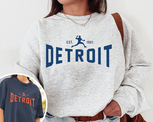 Detroit Tiger Vintage Crewneck Sweatshirt, Retro Baseball Game Day Shirt