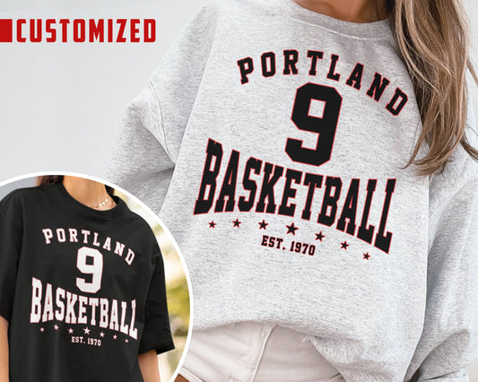 Customized Portland Basketball Crewneck Sweatshirt, Est 1970 Fan Shirt