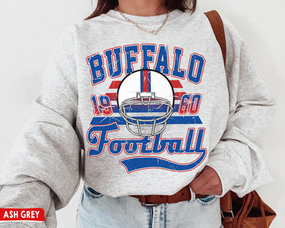 Buffalo Bill Football Crewneck Sweatshirt - Vintage Retro Bills Gifts