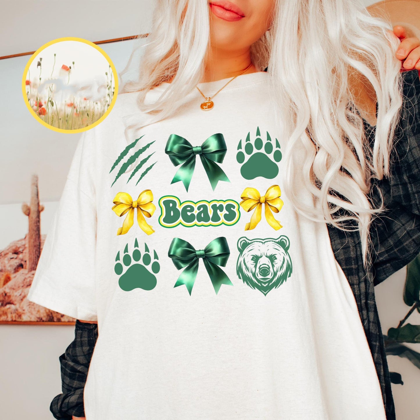 Custom Sports Mascot Shirt - Go Bears Coquette Bows