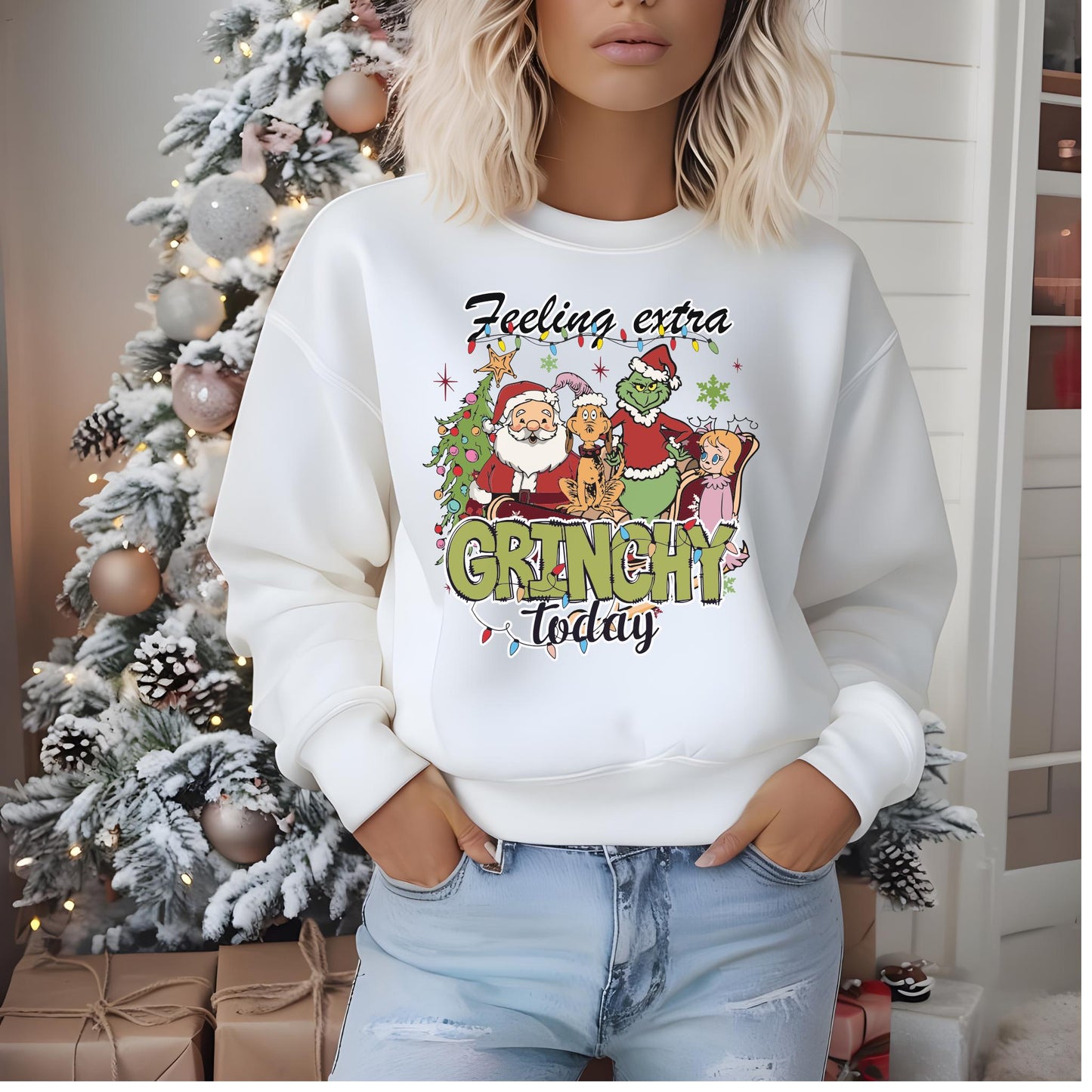 Feeling Extra Grinchy Today Funny Grinch Christmas Sweater