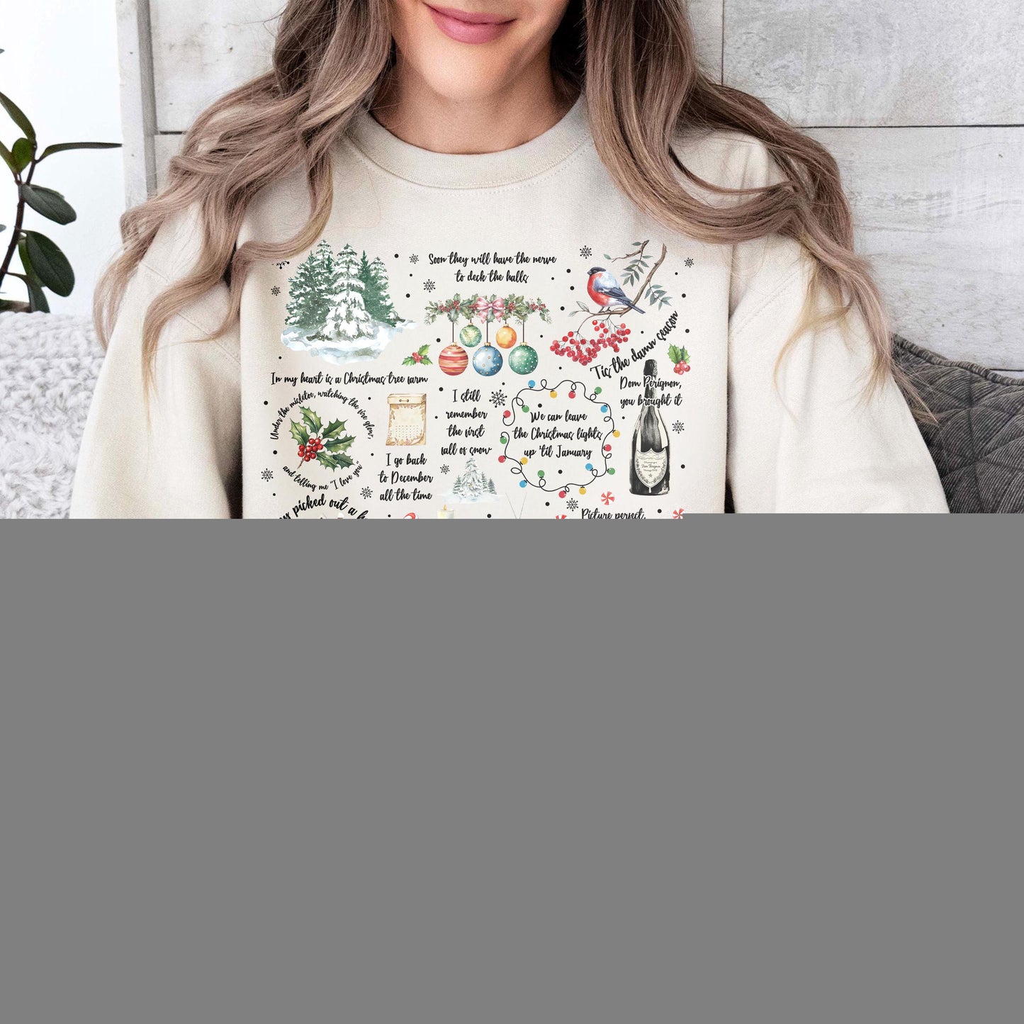 Christmas Song Lyrics Sweatshirt  Cozy Fall Apparel Shirt