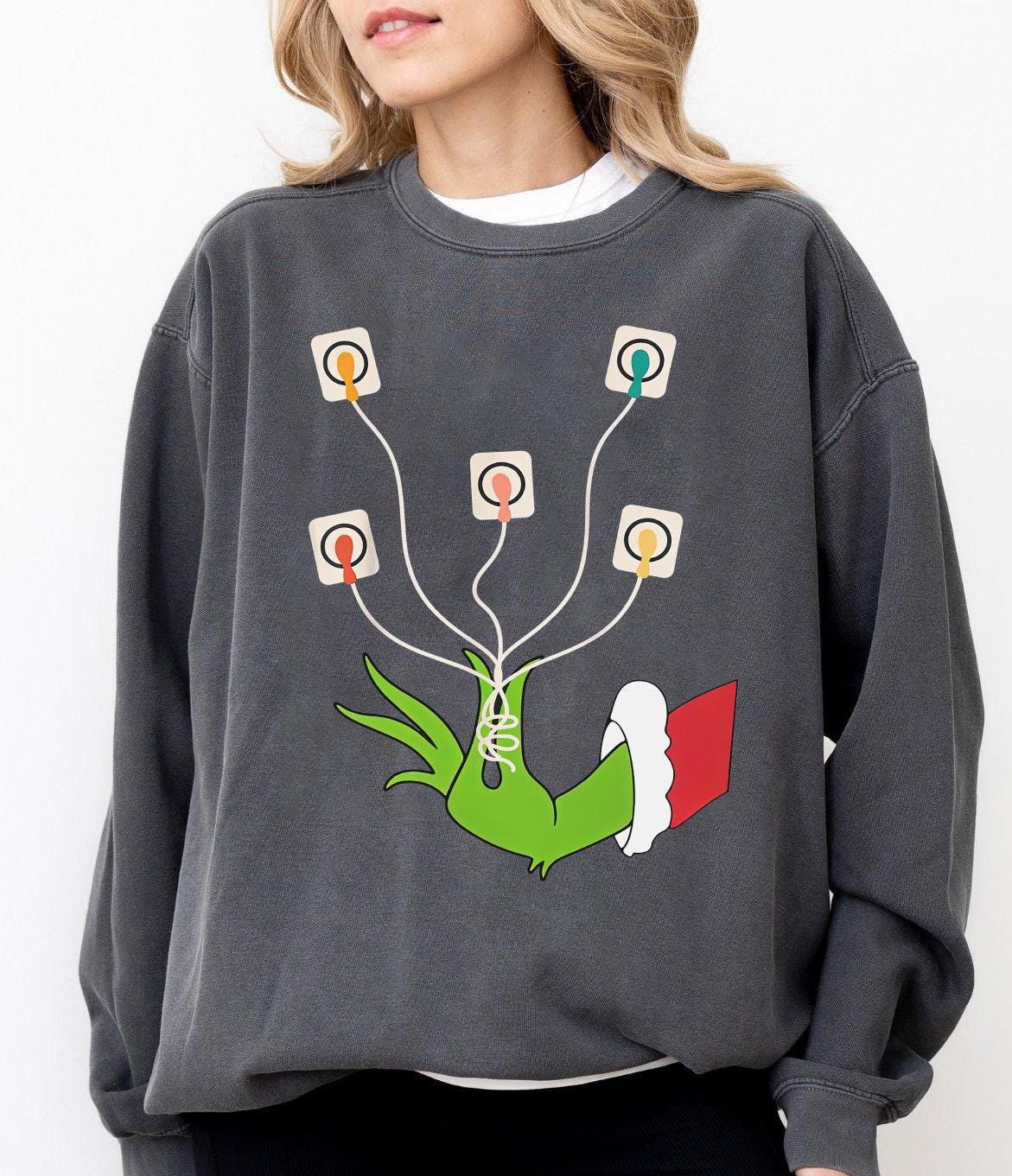 Funny Christmas Lights Ekg Leads Sweatshirt For Nurses