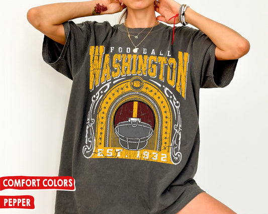 Comfort Colors Washington Football T-Shirt, Vintage Commander Style