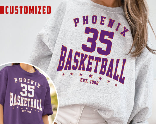 Customized Phoenix Suns Crewneck Sweatshirt, Vintage Basketball Fan Shirt