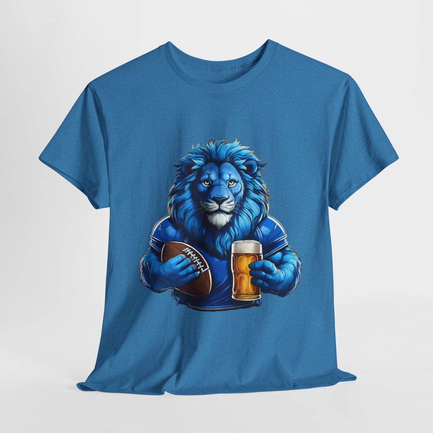 Detroit Lions Fan  Lion with Beer  Football Graphic Tee