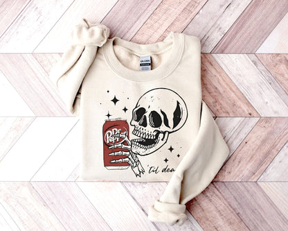 Dr Pepper Skull Sweatshirt Funny Halloween Skeleton Gift