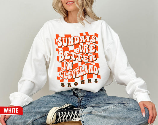 Cleveland Football Crewneck Sweatshirt - Sundays Are Better In Cleveland