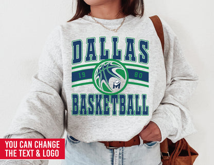 Dallas Mavericks Vintage Sweatshirt T-Shirt, Retro Basketball Apparel