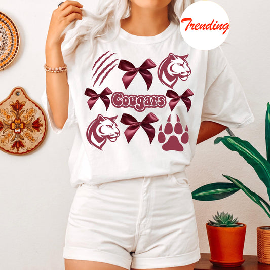 Custom Cougars Coquette Bows Sports Mascot Design