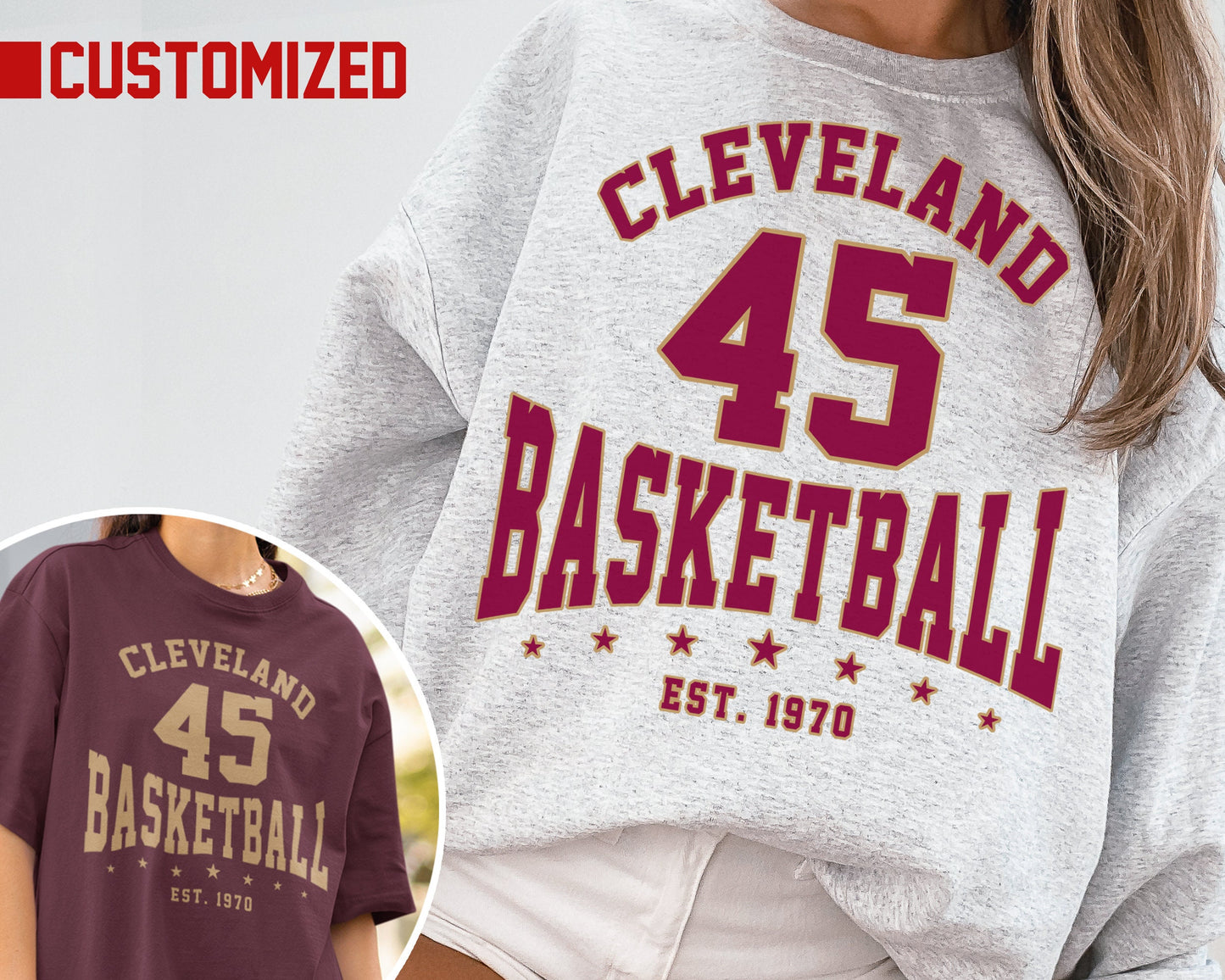 Customized Cleveland Cavaliers Sweatshirt, Vintage Basketball Fan T-Shirt