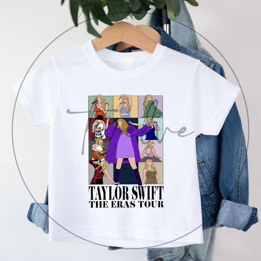 Cartoonized The Eras Tour Block Tee - Kids Taylor Inspired