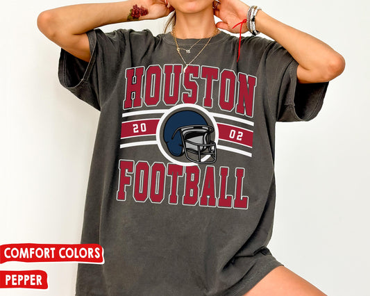 Comfort Colors Vintage Houston Football T-Shirt, Retro Texans Fan Tee