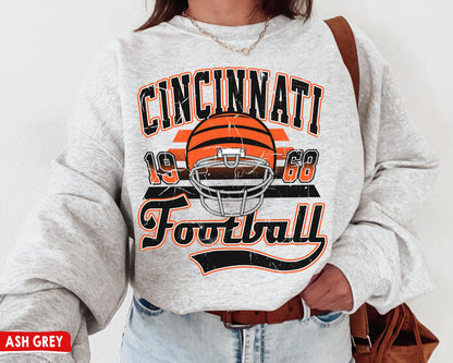 Cincinnati Football Crewneck Sweatshirt, Vintage Bengal Tee, Game Day Gift