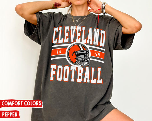 Comfort Colors Vintage Cleveland Football T-Shirt, Retro Browns Fan Gift