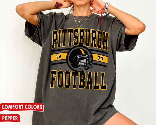 Comfort Colors Vintage Pittsburgh Football T-Shirt, Retro Steelers Fan Shirt