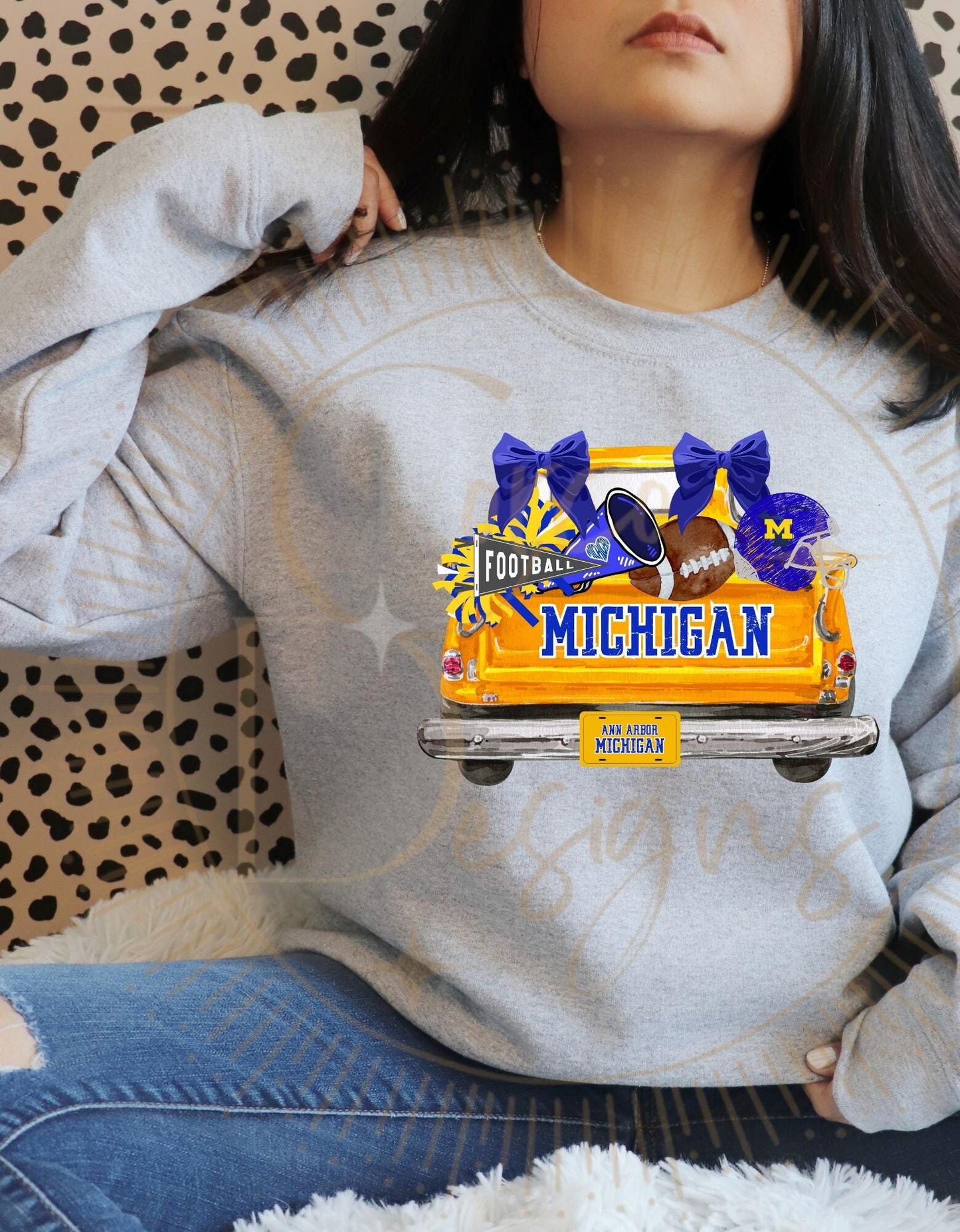 Vintage Truck Michigan Football Cheer Spirit Wear Design