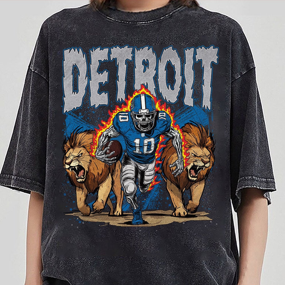 Detroit Football Skull Retro Vintage Lions Player