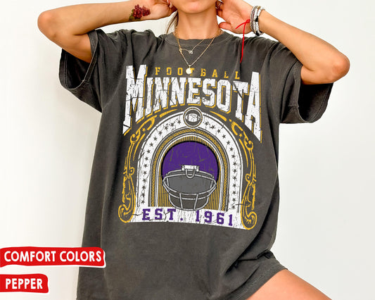 Comfort Colors Minnesota Football T-Shirt, Vintage Vikings Fan Shirt