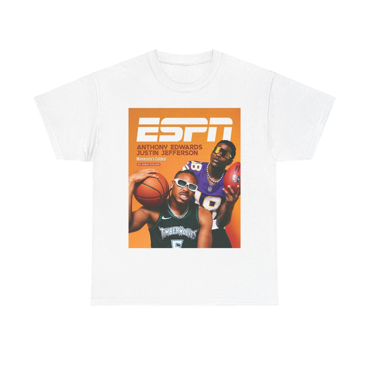 Anthony Edwards Justin Jefferson Minnesota Timberwolves Vikings ESPN Tee Shirt